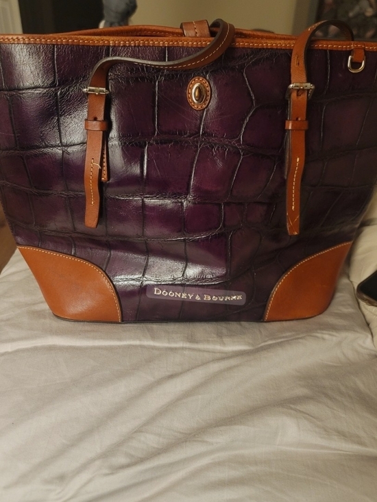 Dooney & Bourke Handbags - Dooney & Bourke Purple Croc-Embossed Tote with Brown Trim. Comes With dust bag.